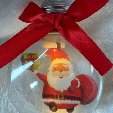Bola de Navidad LED 8cm adorno de bola de Navidad plástico transparente decoración de árbol de Navidad