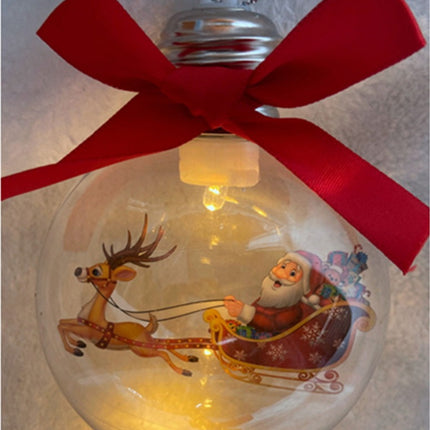 Bola de Navidad LED 8cm adorno de bola de Navidad plástico transparente decoración de árbol de Navidad