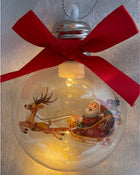 Bola de Navidad LED 8cm adorno de bola de Navidad plástico transparente decoración de árbol de Navidad