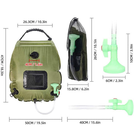 Bolsa de ducha solar portátil para camping y senderismo de 20L Resistente al agua y multifuncional