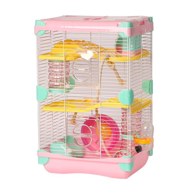 Jaula para Hámster Roborowski 27.7 * 20.5 * 42.5cm  2 Pisos con Rueda Bebedero comedero