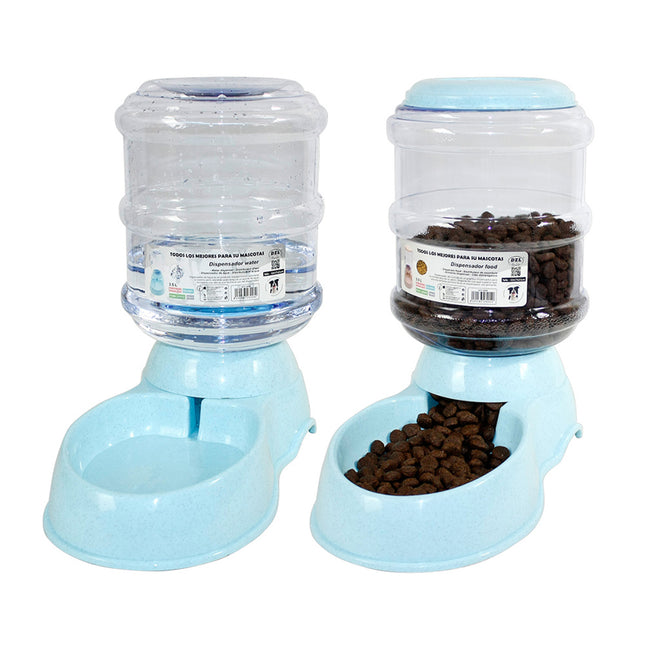 Dispensador de Agua Automático para Mascotas de Gatos/Perros 3.5L x 2 Piezas Dispensador Comida y Agua de Perros (Bebedero+Comedero)